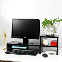倍方电脑显示器桌 电脑支架 黑木纹双层+置物柜 电脑显示器增高架子 置物架 显示器支架 屏幕托架 键盘收纳架