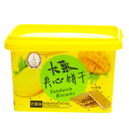卡慕 饼干蛋糕 苏打夹心饼干 芒果味 540g/胶罐礼盒