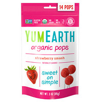 墨西哥进口 牙米滋 Yummy Earth  草莓味棒棒糖 14支 85g 自营零食