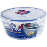 LOCK&LOCK; 进口保鲜盒微波炉饭盒塑料餐盒密封便当盒 冰箱收纳盒圆形保鲜碗 1.4L