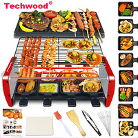 Techwood 电烧烤炉 不粘电烤盘无烟电烤炉家用烤串机 韩式铁板烤肉锅  GR-108
