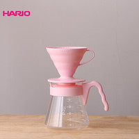 日本HARIO 进口V60系列耐热玻璃滴滤式手冲咖啡套装滤杯过滤咖啡 VCSD 粉色限定版