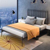 宜眠坊(ESF)床 铁床 简欧铁艺床 双人床 单人床 公寓铁架床 EC102黑色 1.2米*2.0米