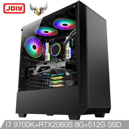 JDIY&华硕 TUF T979 i7 9700K/RTX2060S/Z390/英特尔512G M.2/海盗船16G水冷吃鸡游戏台式电脑主机自营UPC