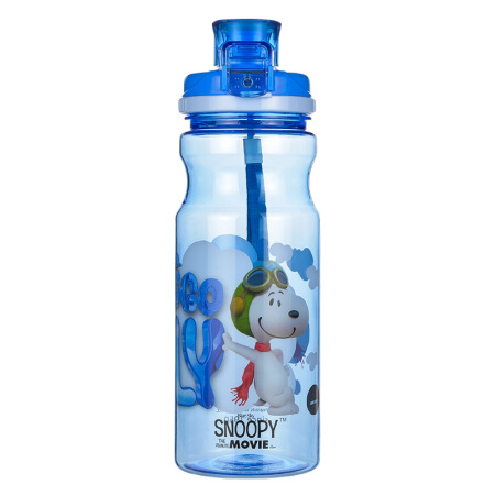 史努比（SNOOPY） 塑料杯 儿童水杯夏季学生水壶便携防漏防摔男女随手杯运动塑料杯子 650ML SPPC-650ZD 蓝色
