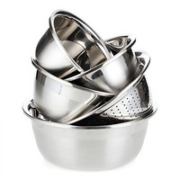 SIMELO（施美乐）加厚不锈钢料理碗盆筛调理盆滤水篮畅销五件套