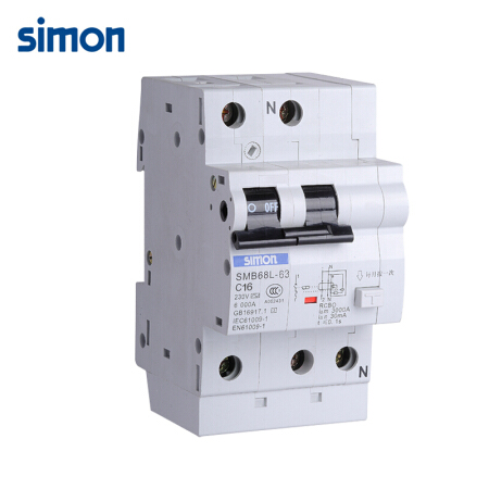 西蒙（SIMON）低压电器空气开关1PN 16A漏电保护断路器SMB68L-63C16/1N