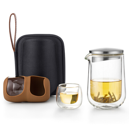 尚明samadoyo 快客杯一壶二杯 旅行便携功夫茶具套装简易过滤玻璃泡茶壶套装