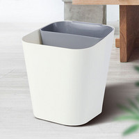 欧润哲 垃圾分类垃圾桶 干湿分类办公室家用厨房双用方形两格日式清洁桶 PP料 10L 白色+灰色
