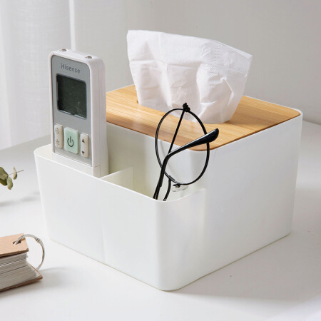 百字 纸巾盒 塑料多功能纸巾盒 居家办公桌面收纳方形抽纸盒