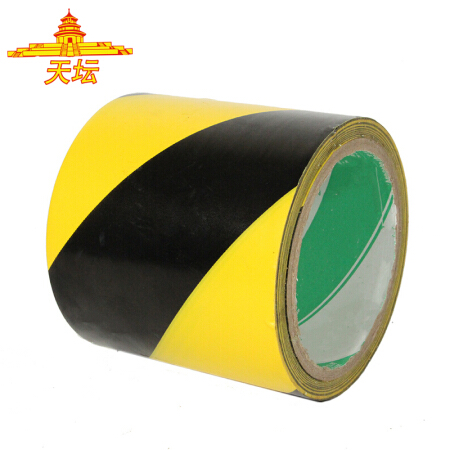 天坛 地标线胶带 PVC地板划线胶带 警示胶带 黄黑 100mm*16m（5卷）