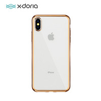X-doria 苹果X/XS透明手机壳iPhoneX/XS超薄保护套电镀防摔全包硅胶软壳男女通用5.8英寸 瑞彩金色