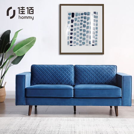 佳佰  沙发三人位 北欧现代布艺沙发 客厅 公寓可拆洗沙发 卧室书房 北欧简约现代布艺沙发 蓝色