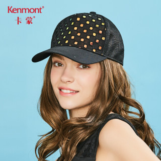 卡蒙kenmontkm3628黑色帽子格子鸭舌帽户外防晒帽女士网眼棒球帽夏季