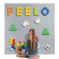 费乐（FEELO）积木墙兼容乐高大颗粒儿童玩具积木拼装拼插早教男孩女孩幼儿园宝宝游戏浅灰322颗粒