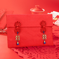 唐绣（TONSILK）创意丝绸万元布艺红包袋新年过年春节结婚庆用品婚礼利是封K061-4回形格