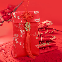 唐绣（TONSILK）创意刺绣丝绸万元布艺红包袋新年春节结婚庆用品利是封锦缎T03-2梅花
