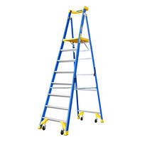 稳耐 梯子 玻璃钢平台梯3.4米工业级人字梯带轮自锁防滑踏板工程梯 P170-8CN FG 美国进口品牌