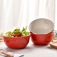 比得兔（Peter Rabbit）陶瓷餐具米饭碗 新骨瓷红色圆碗三件套 PR-T751