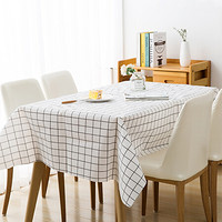 FOOJO 桌布 防水防油桌垫 北欧风格纹圆桌餐桌布茶几垫 135*135cm 白色格