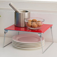 欧润哲 置物架 可折叠单层厨房置物架 台面整理架杂件收纳架 红色