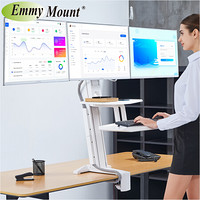 艾美站立办公升降双屏工作台 双托盘办公桌 三屏家用工作台 可移动升降式电脑书桌 桌面显示屏支架 ST35-3A白