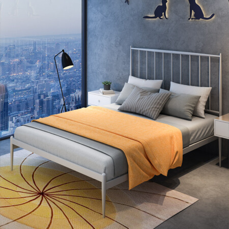 宜眠坊(ESF)床 铁床 简欧铁艺床 双人床 单人床 公寓铁架床  EC102白色 1.5米*2.0米