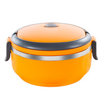 邦格尼 bungni 便携不锈钢密封圆形可爱便当盒多层保温饭盒 橙色单层