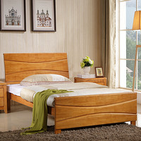 洛克菲勒 实木床橡木床单人双人床储物床榉木色宽1.5米
