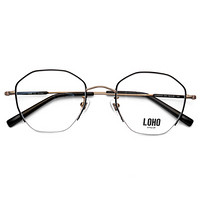 LOHO眼镜生活 近视眼镜女时尚眼镜架男个性半框情侣款眼镜 LH02010 钢琴黑