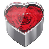LoveLetter 情书系列我爱你心型单朵永生玫瑰花盒保鲜花礼盒 七夕情人节表白纪念礼物