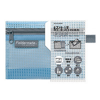 富美高（FolderMate）850系列可立式拉链袋防水文件袋网格拉边袋试卷袋资料袋 10.5*14cm粉蓝85058