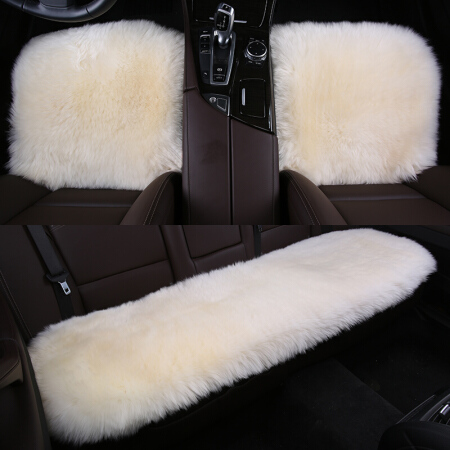 长城世喜 羊毛坐垫 中长毛座垫 冬季汽车坐垫 车家两用 三件套 珍珠白