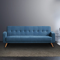 百思宜 北欧风格式样三人布艺沙发 现代简约小户型 办公沙发会客沙发 棉麻深蓝色1.74*0.78.0.8米办公沙发