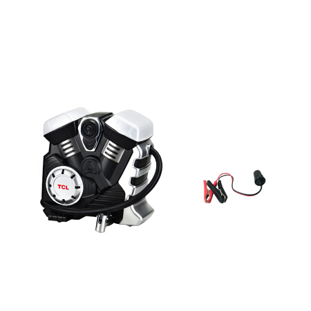 TCL车载充气泵 轮胎打气泵 汽车用双缸金属缸 带胎压检测 机械指针表盘