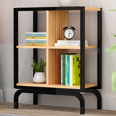 香可 钢木书架 简易货架 整理多层置物架 客厅架展示架子 落地组合书柜两层