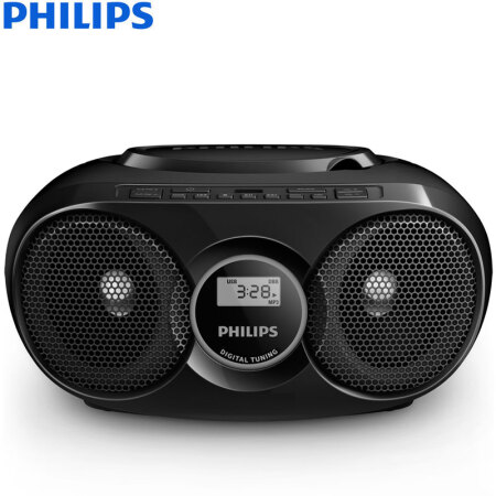 飞利浦（PHILIPS）AZ318B/93 CD播放机 音响 收录机 学习机 胎教机 USB播放器 电脑音箱 便携移动收音机 黑色