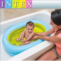 INTEX 48421婴儿洗澡盆宝宝浴盆可坐躺新生幼儿洗浴盆折叠便携沐浴桶 新款澡盆 送充气泵