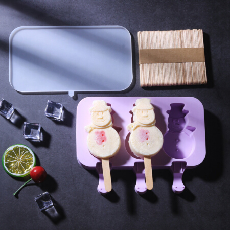 帕帕罗蒂（PAPAROTTY）冰淇淋雪糕模具 硅胶卡通自制做冰糕冰棒冰棍棒冰磨具套装家用 3连雪人