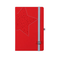 Cre8手账本PU封面可爱星星记事本笔记本点阵随身日记本摘记本创意记录本 120张 红色