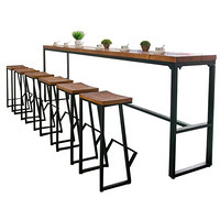 洛克菲勒 铁艺美式实木吧台桌靠墙吧台吧椅家用长桌酒吧高脚桌咖啡厅吧台桌2.4米
