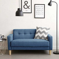 L&S 布艺沙发 现代小户型可拆洗客厅沙发 北欧大双人沙发椅 深蓝色S013