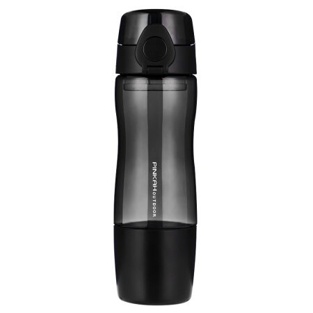 品家家品（PINKAH）)夏季运动水杯子塑料便携式Tritan男女学生大容量凉水壶一键直饮570ml黑色