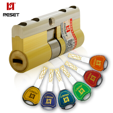 锐赛特(RESET)RST-288  彩色纯铜58叶片超C级锁芯 防盗门锁芯 防暴力防锡纸防卡片锁芯85MM 32.5+52.5