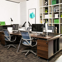 百思宜办公家具办公桌椅屏风工作位 简约现代四人位职员桌员工电脑办公桌 2.4米四人位（不含椅）