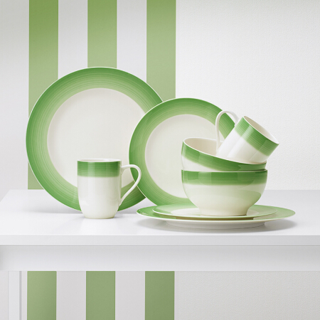唯宝Villeroy&Boch溢彩人生系列进口餐具套装陶瓷中餐碗盘欧式家用餐具组合2人份8头套果绿