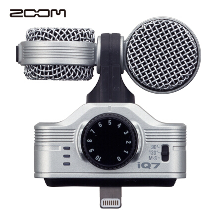 日本ZOOM  IQ7 银色 便携麦克风手机外接录音 专业拍摄收音 直播K歌话筒 适用Iphone/Ipad