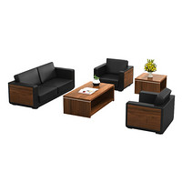 洛克菲勒公司办公沙发简约现代会客接待商务沙发组合（牛皮3+1+1不含茶几）