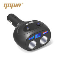 优品仕（YoPin）GC-13F 车载充电器点烟器一拖二双USB双点烟口 多功能转换器 电压检测LED数显 360°可旋转