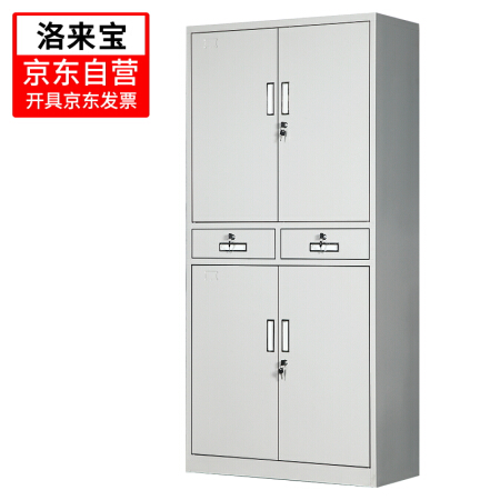 洛来宝 文件柜 办公财务档案资料凭证柜带锁储物铁皮柜 中二斗铁